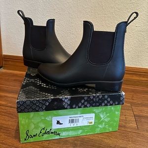 Sam Elderman black ankle rain boots - “Tinsley”
